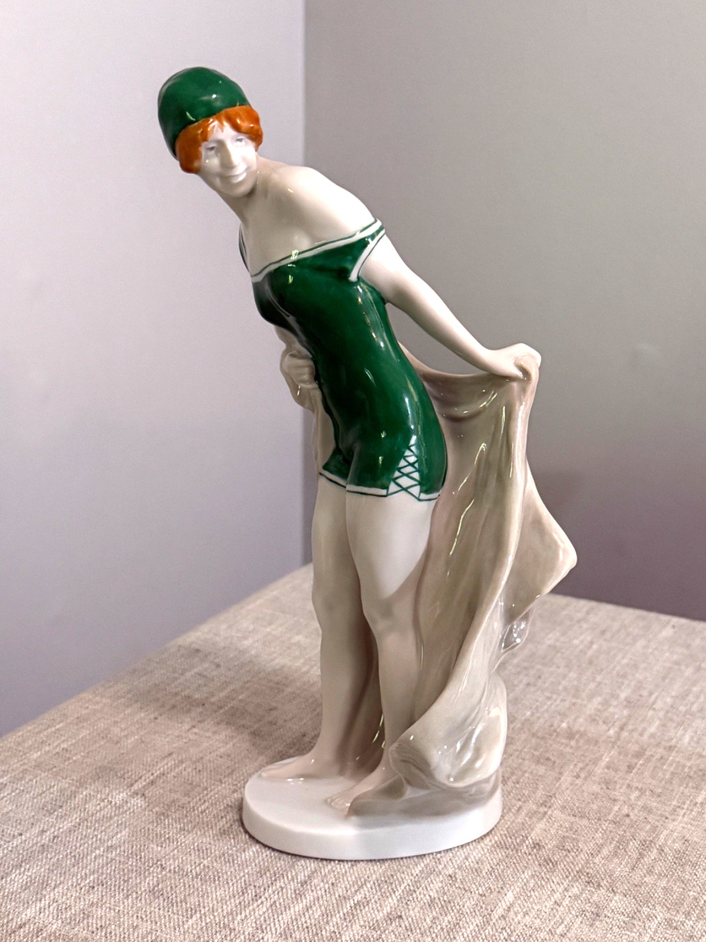 Antique Rosenthal Rudolf Marcuse Am Strand Bather Porcelain Figurine 1913 10.5"